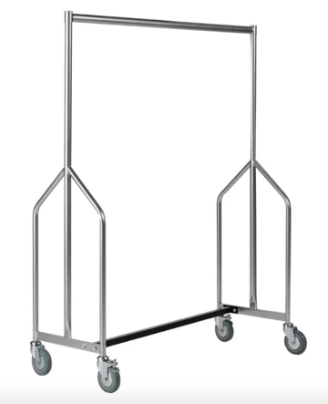 HA172S Mobile Rail Apron Hanger Plus 10 Wooden Hangers